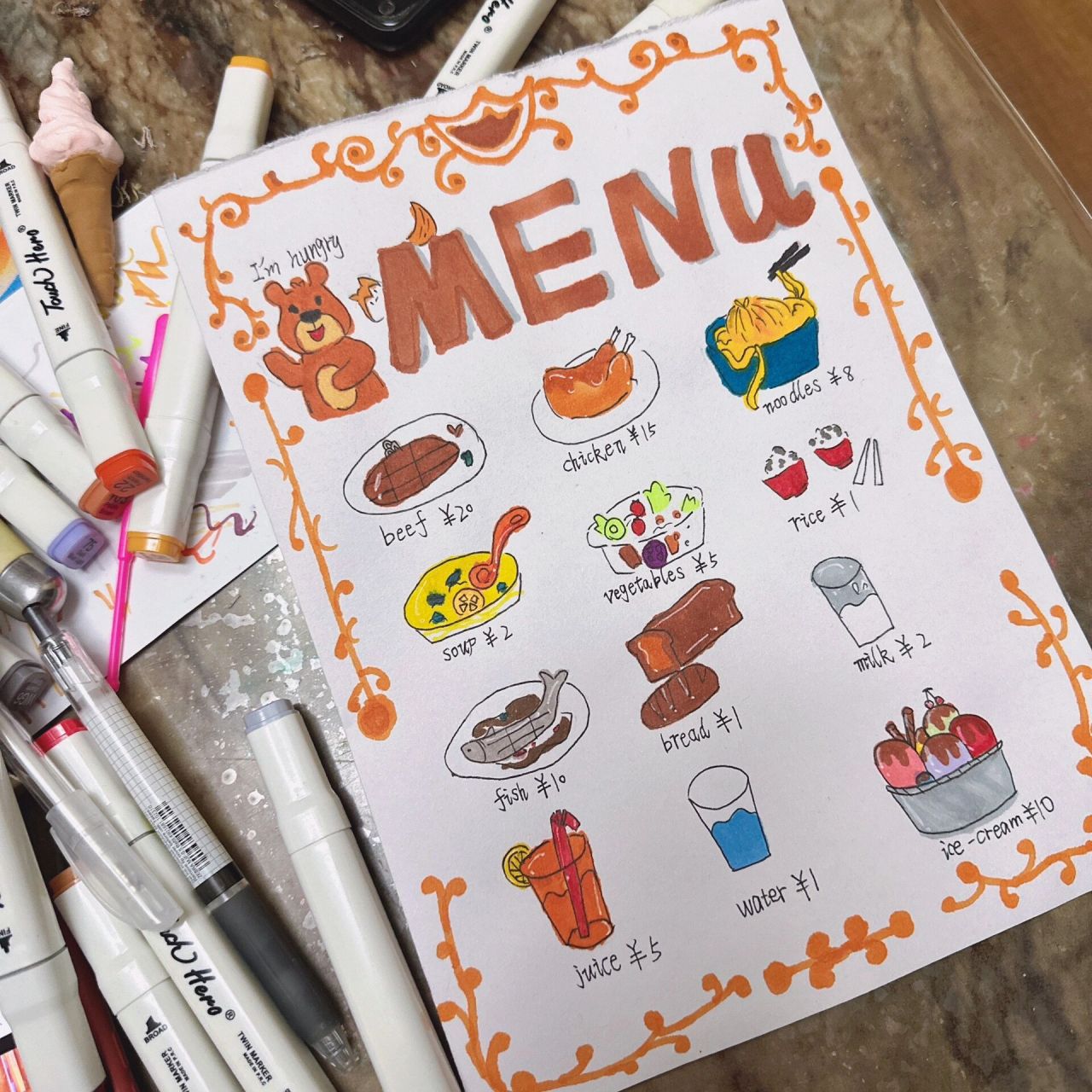 儿童手绘菜谱卡通图片