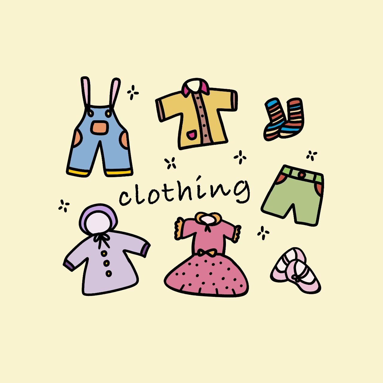 原创卡通简笔画:可可爱爱衣服系列