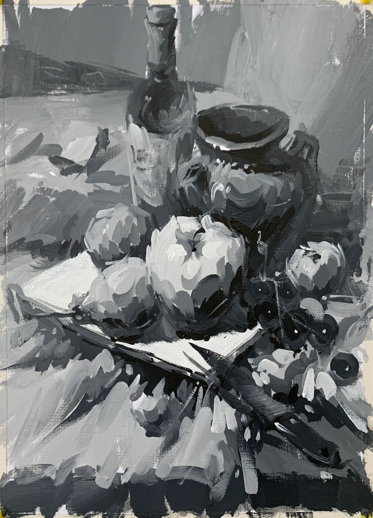 联考色彩静物黑白稿步骤