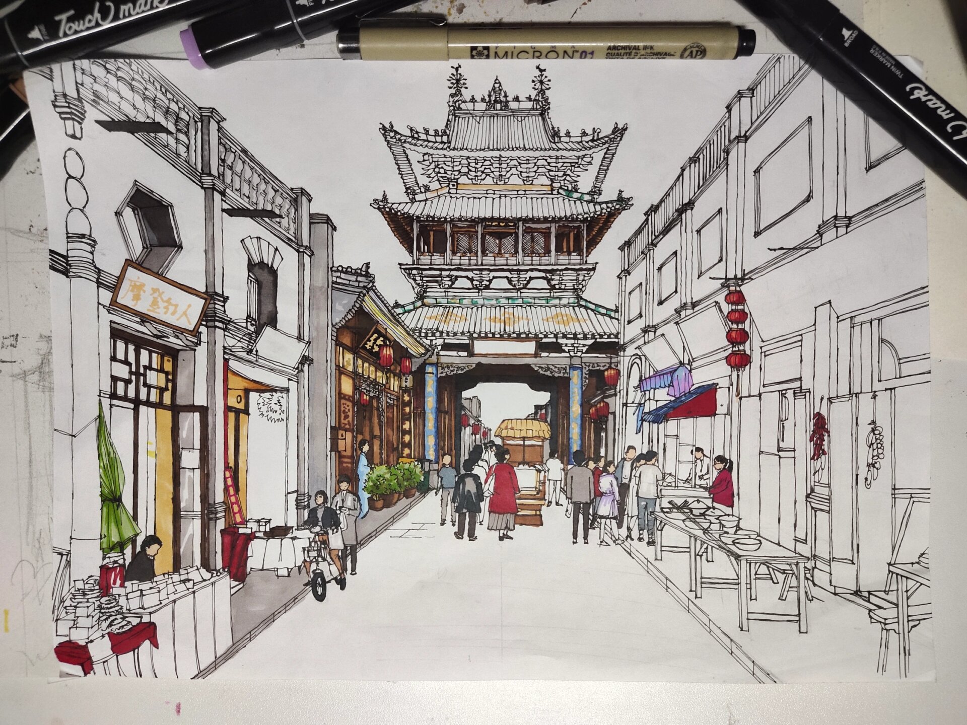 【平遥古城】手绘古建 平遥市楼