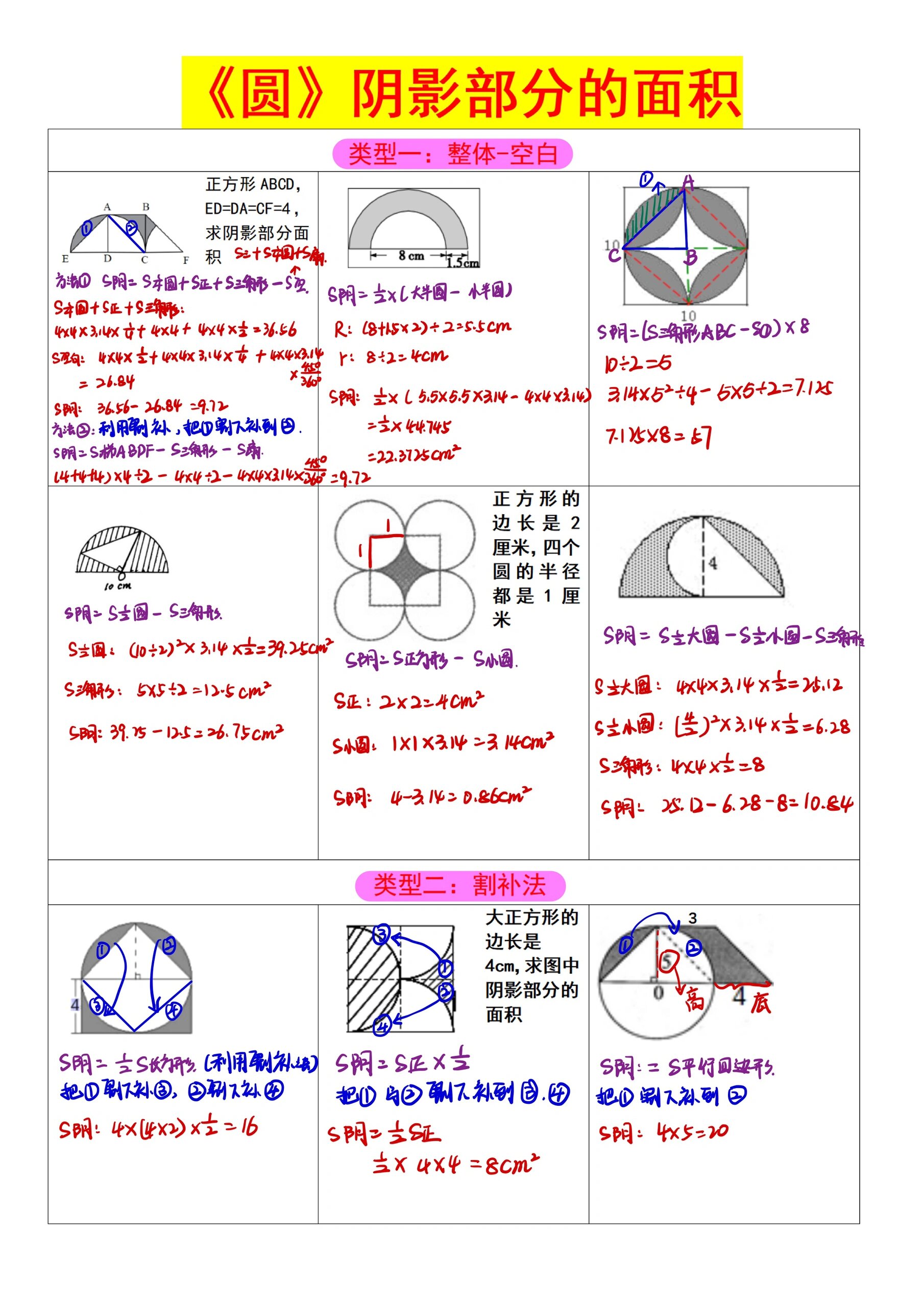 三年级数学阴影部分图图片