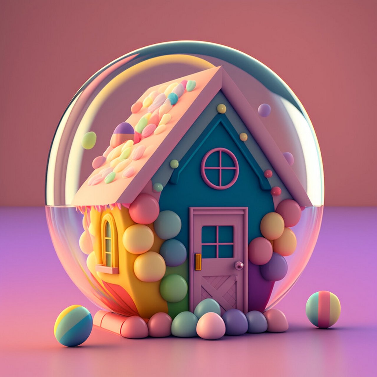 ai建筑|可爱糖果配色小房子