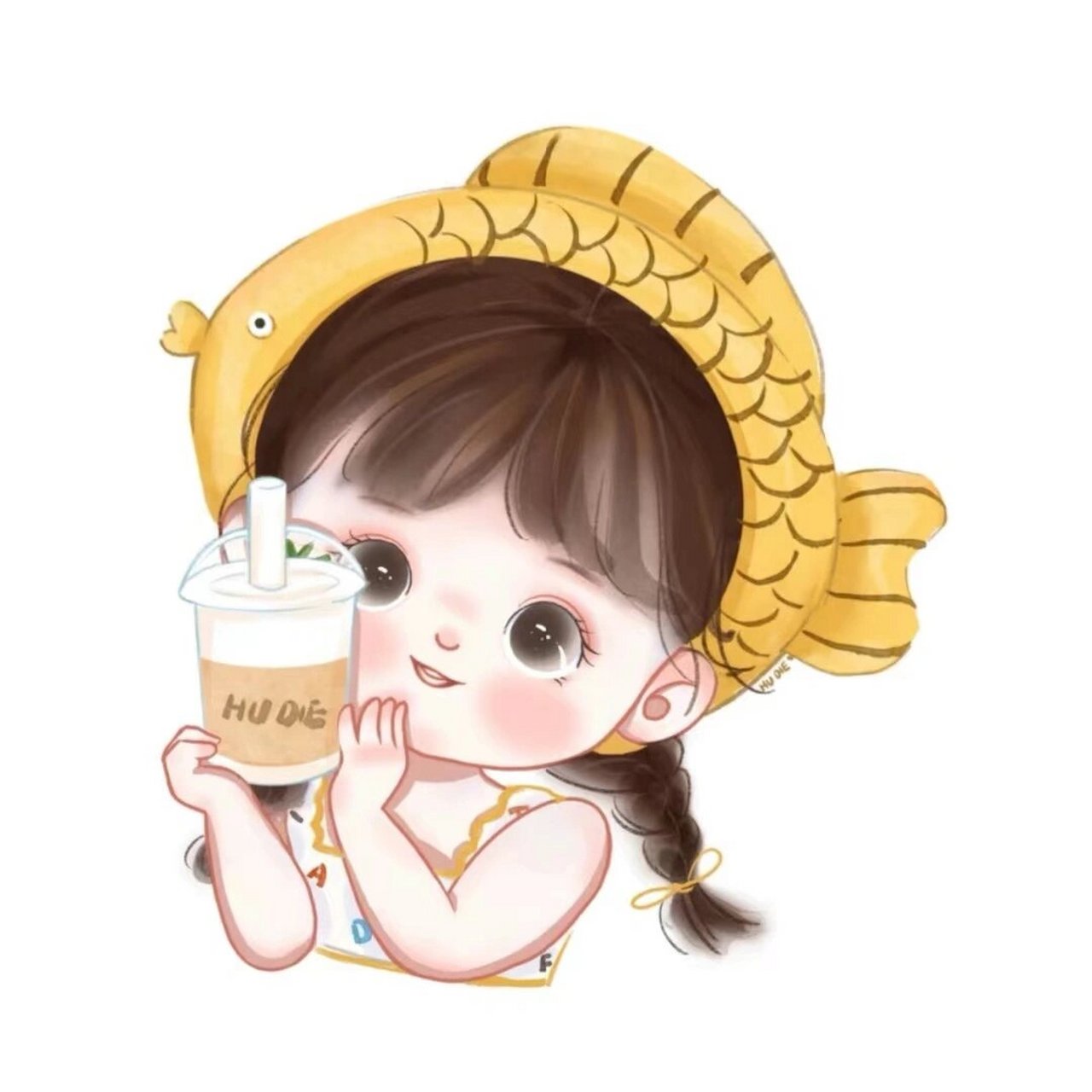 情侣头像 可爱卡通头像 喝奶茶吗? 第二杯半价 93