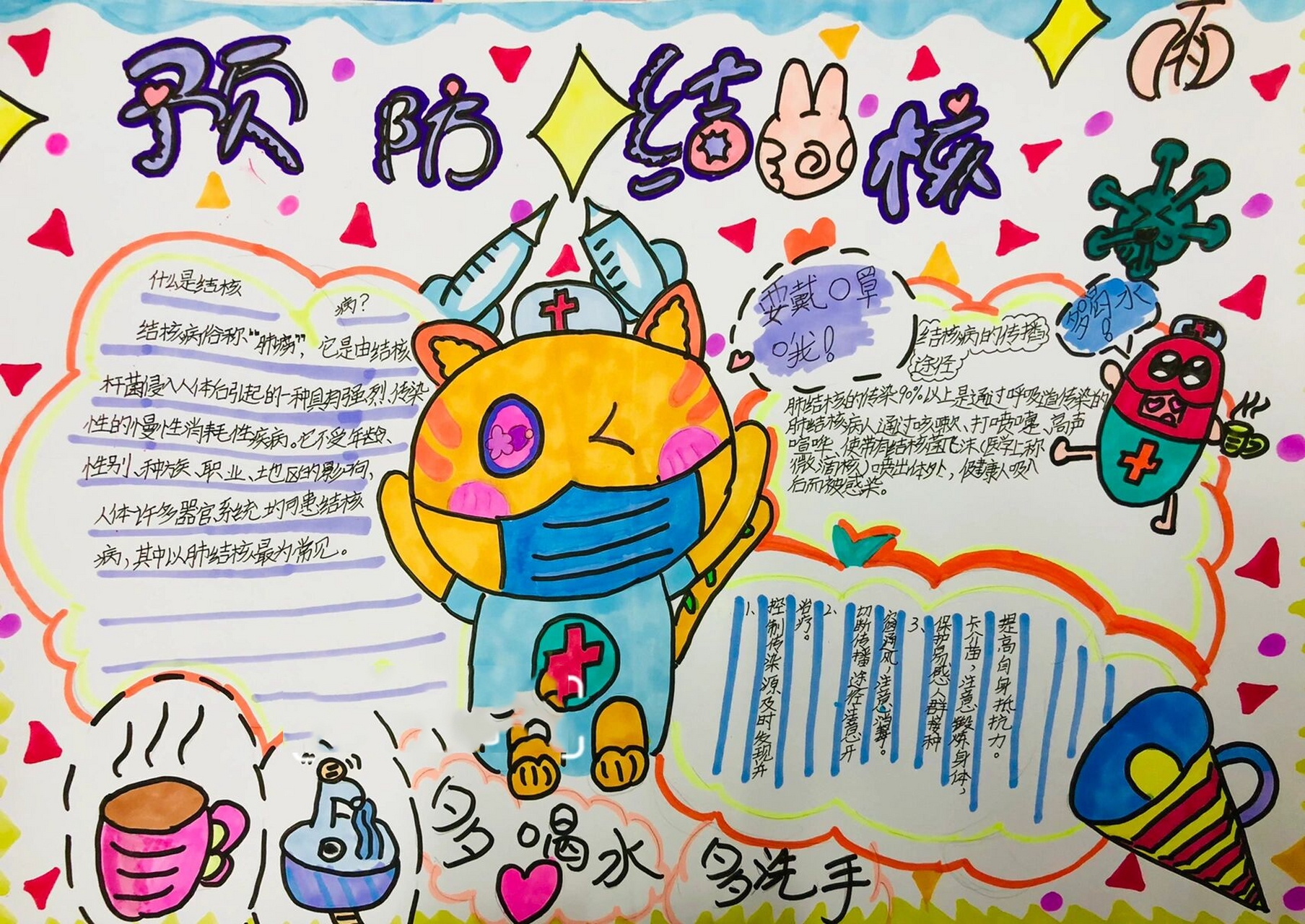 防治结核病手抄报|结核病手抄报绘画|预防 学生参加的防治结核病手