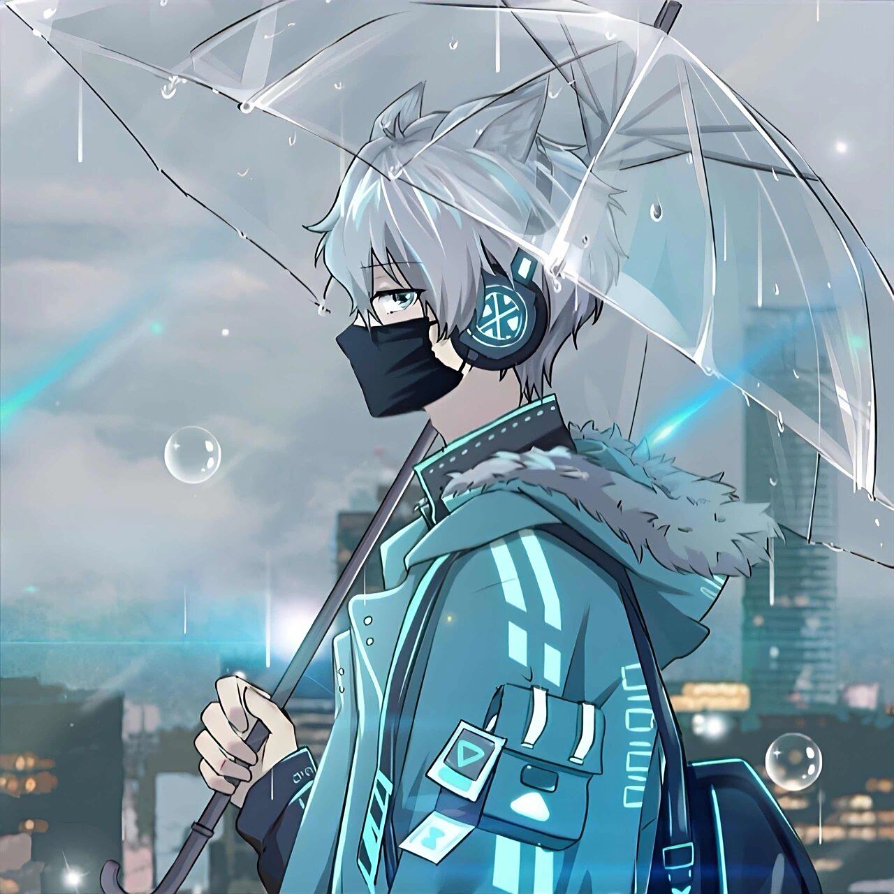 情侣头像打伞的