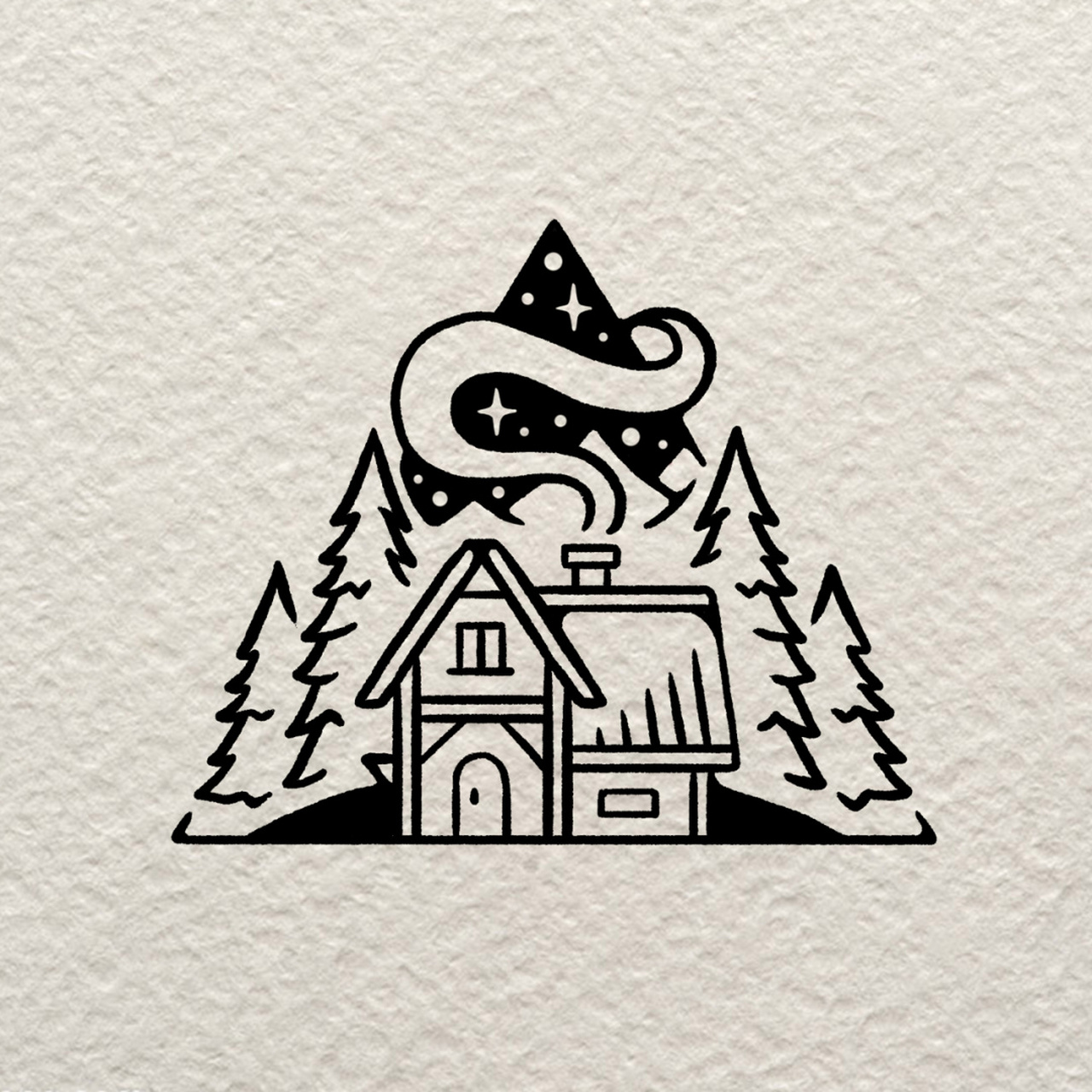 山间小木屋简笔画步骤图 | liamashurst 93一定要先用铅笔画好三角