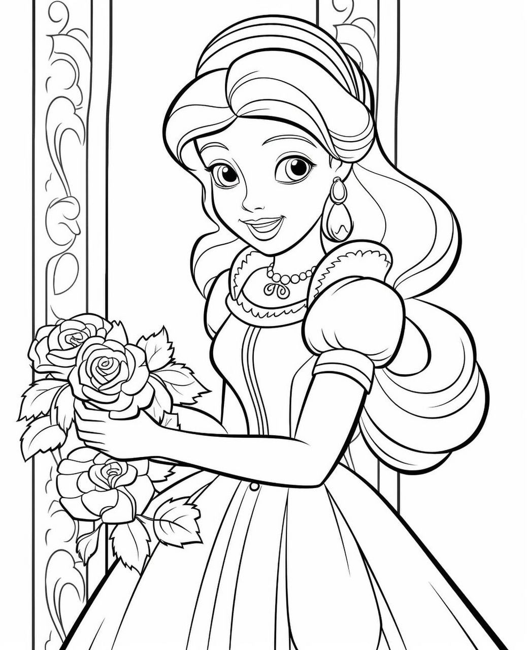 填色素材61公主 公主涂色线稿,可以自己在家打印出来给涂涂颜色用哈