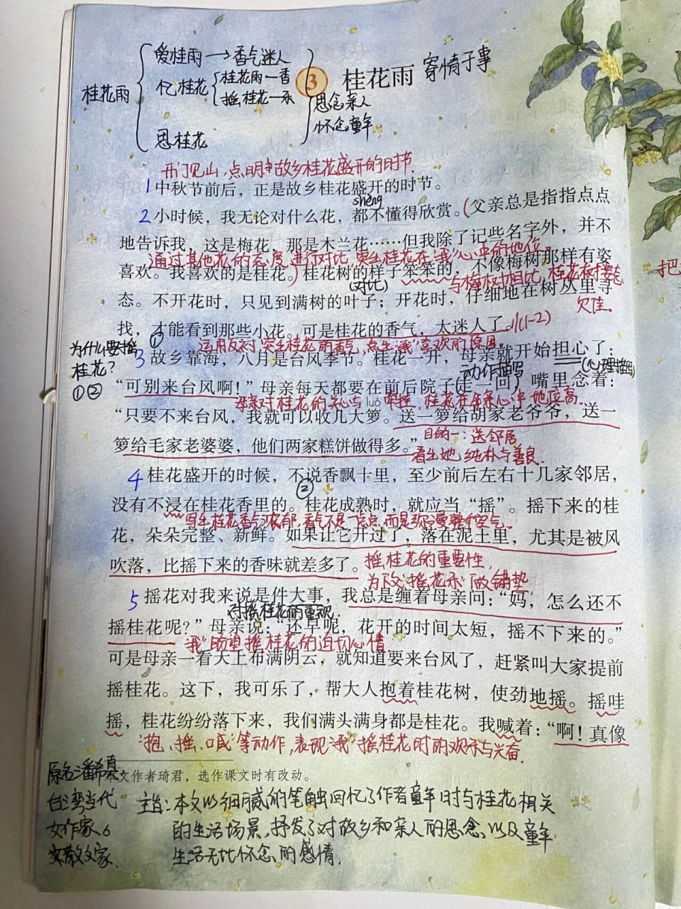 五年级上册—第三课《桂花雨》课堂笔记