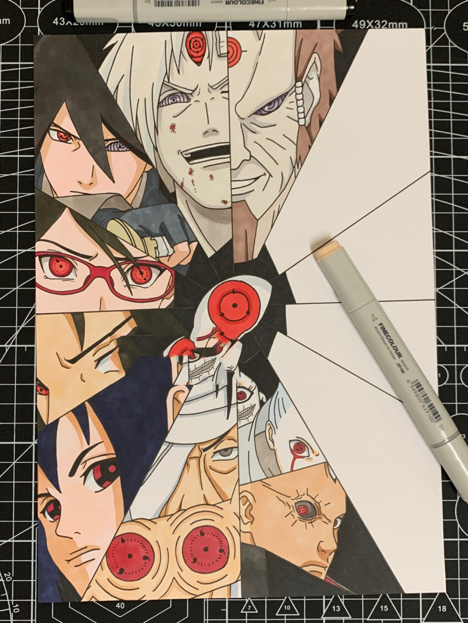 手绘,写轮眼大合集 火影忍者写轮眼大合集拼接画 都认得嘛