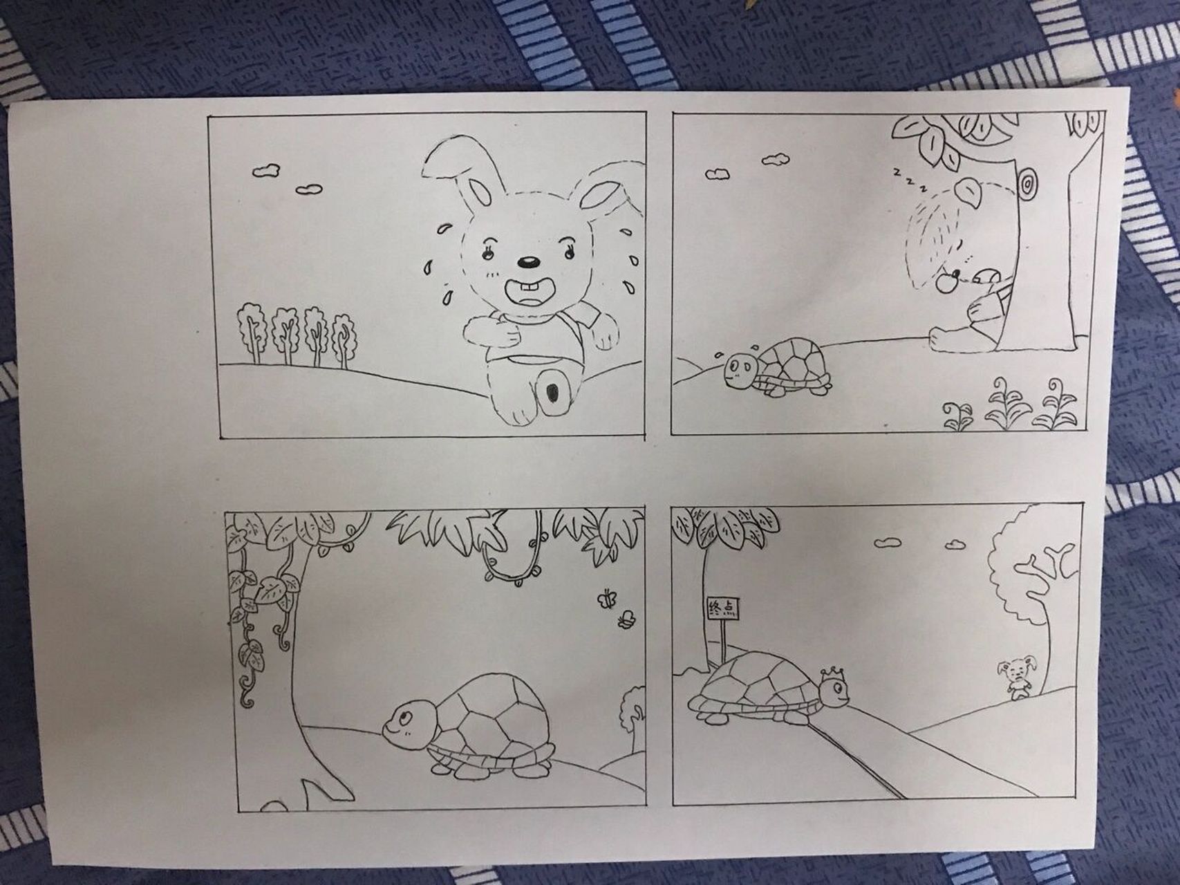 龟兔赛跑简笔画   加了两个班,终于画好了 真想把教育部发言人的视频