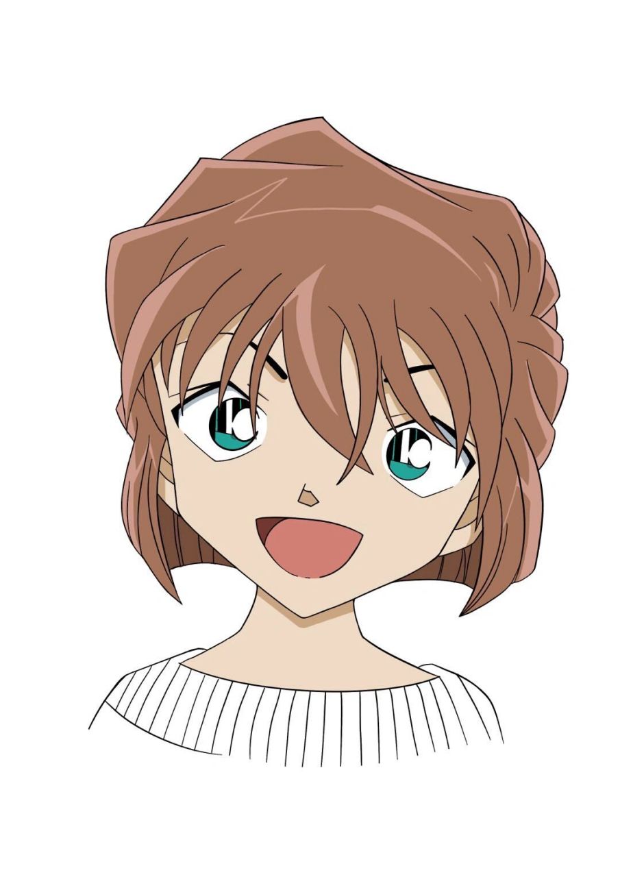 手绘名侦探柯南～小哀(宫野志保) 1.先画出脸部轮廓 2.画出眉毛眼睛鼻