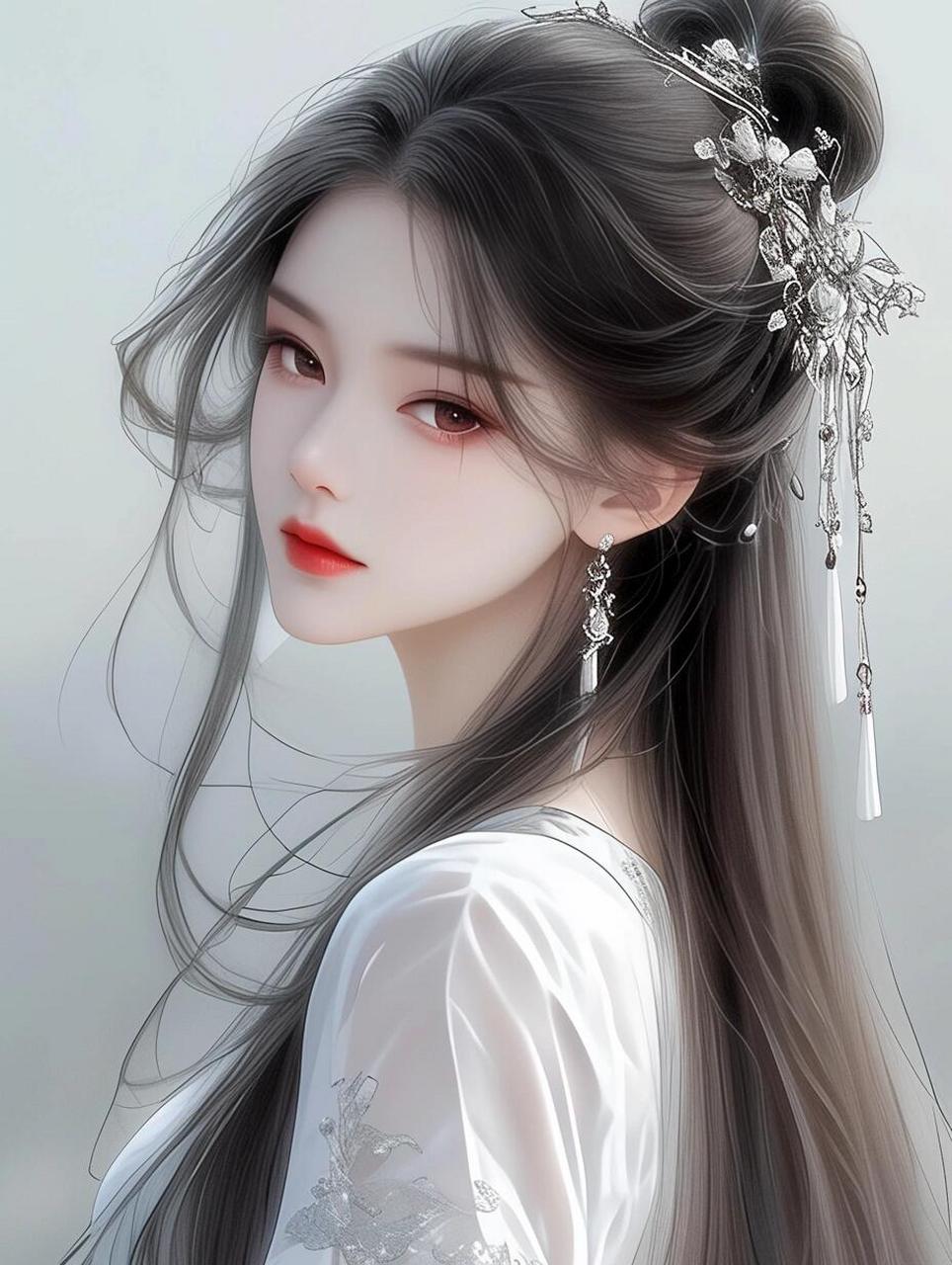 一组极美的古风美人图壁纸头像 78一袭素衣,翩若惊鸿,婉若游龙,如