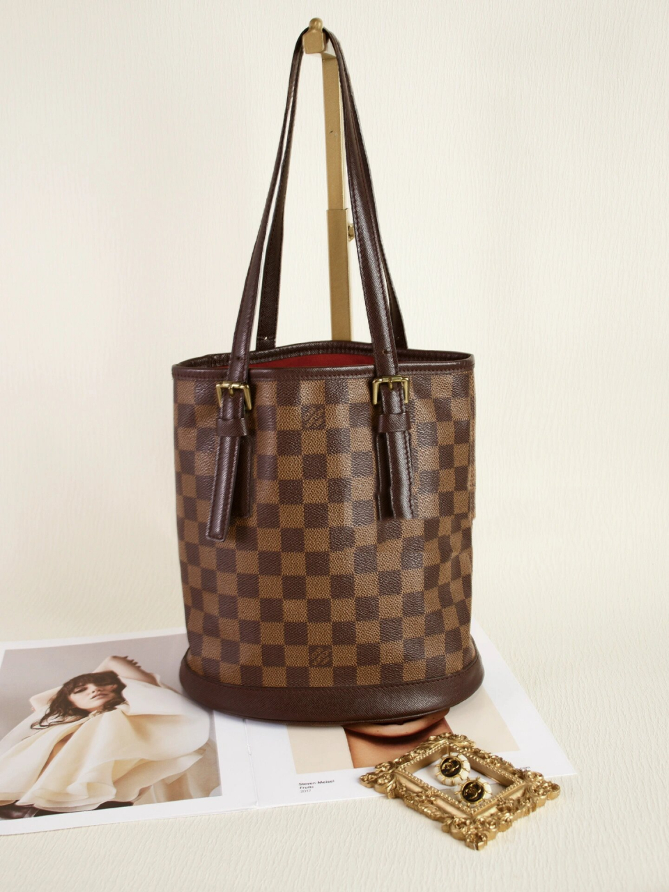 背不厌的中古包741575151999年lv棋盘格小水桶 lv经典中古