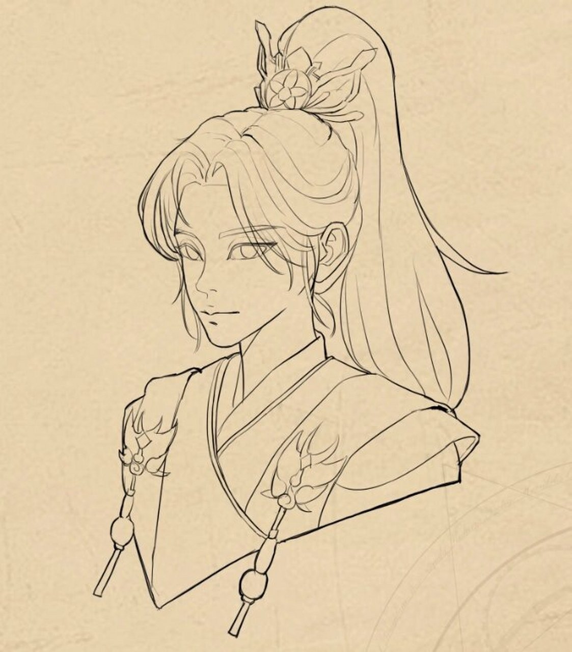 线稿—古风男头 感觉学过的东西总是会忘