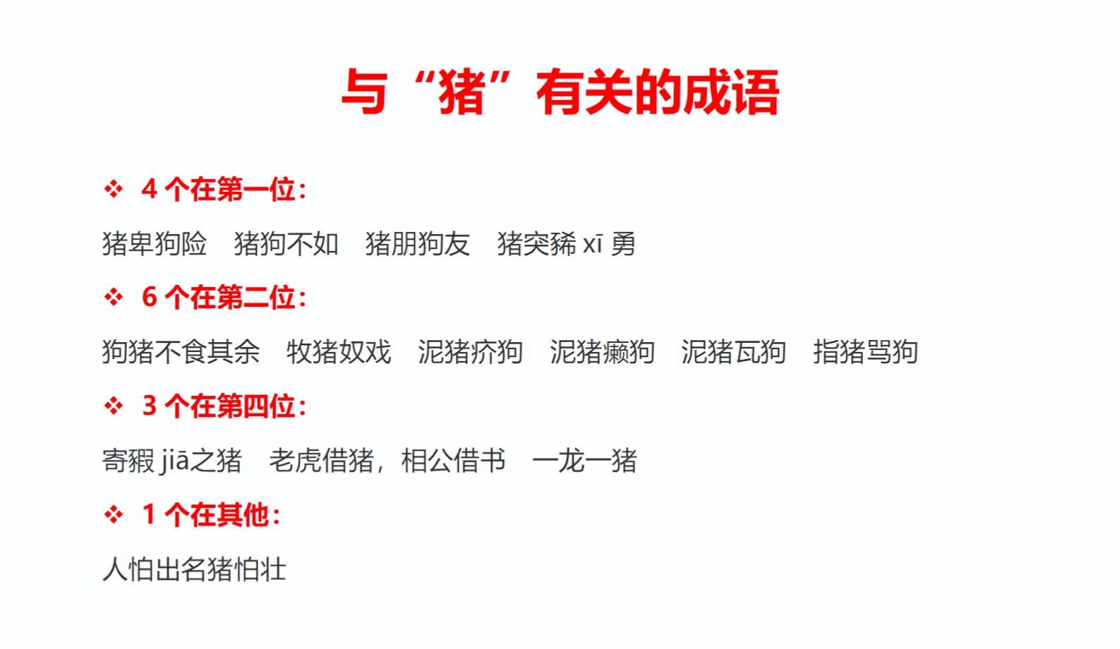 动物成语11 1️⃣4个在第一位: 猪卑狗险