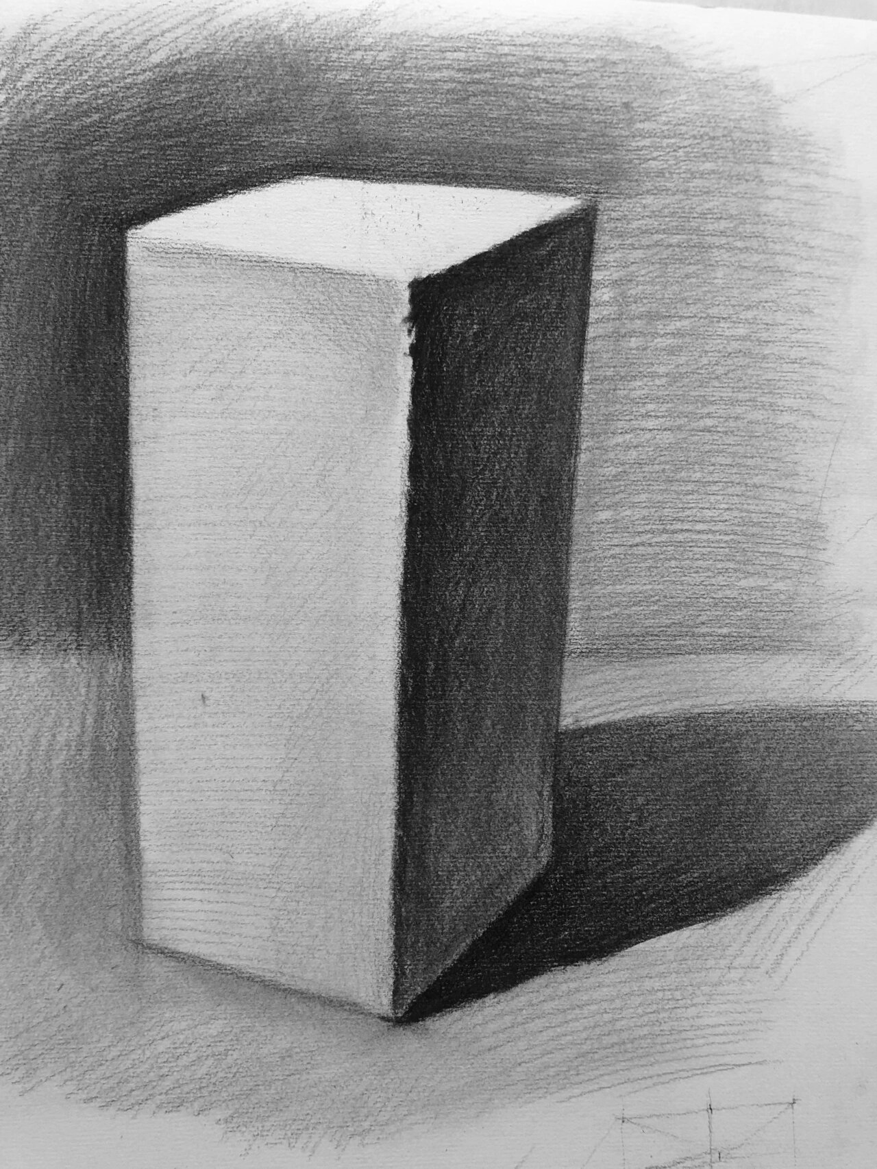 素描几何体——长方体完整明暗调子