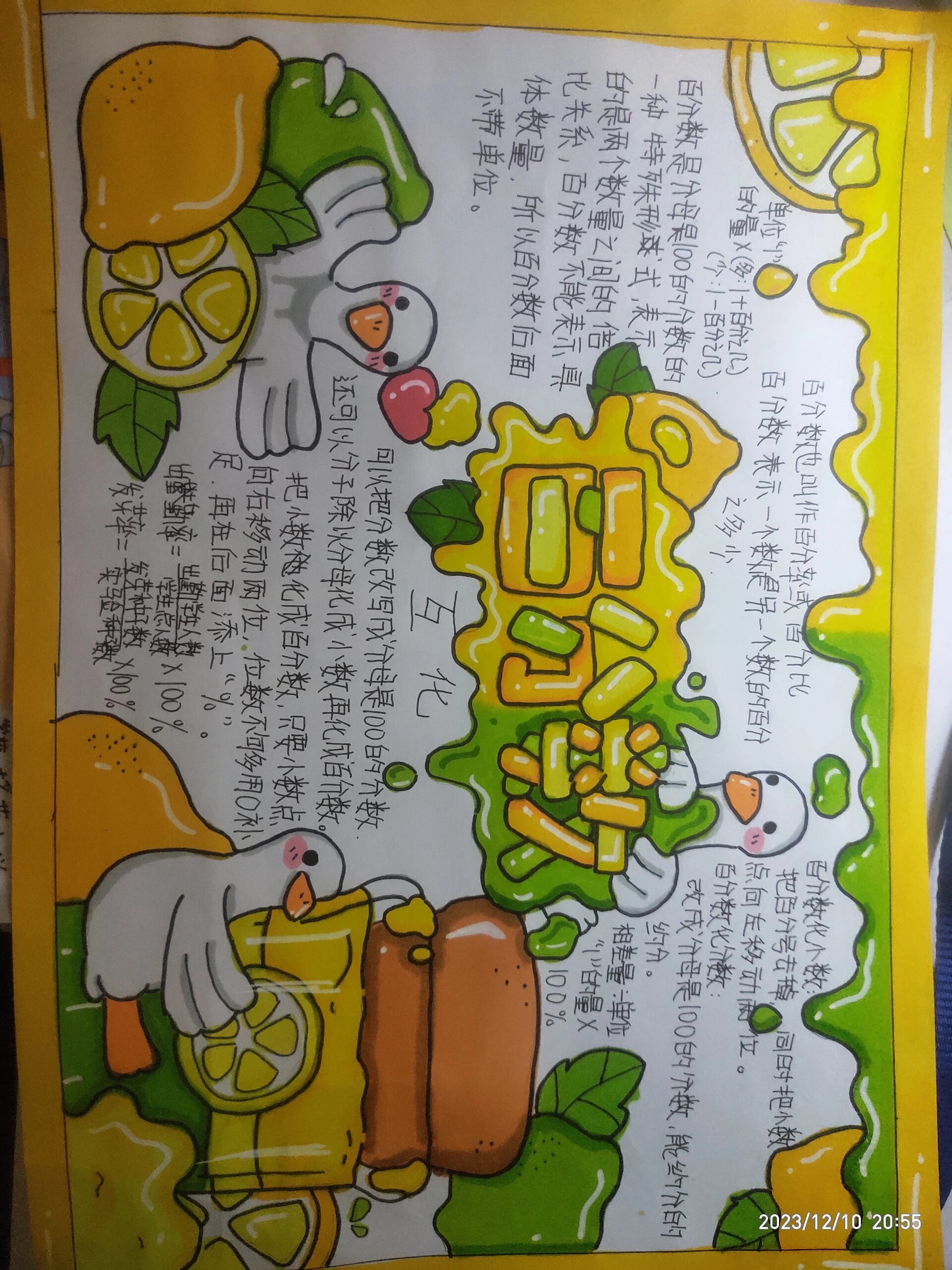 六年级上册第六单元百分数数学手抄报.