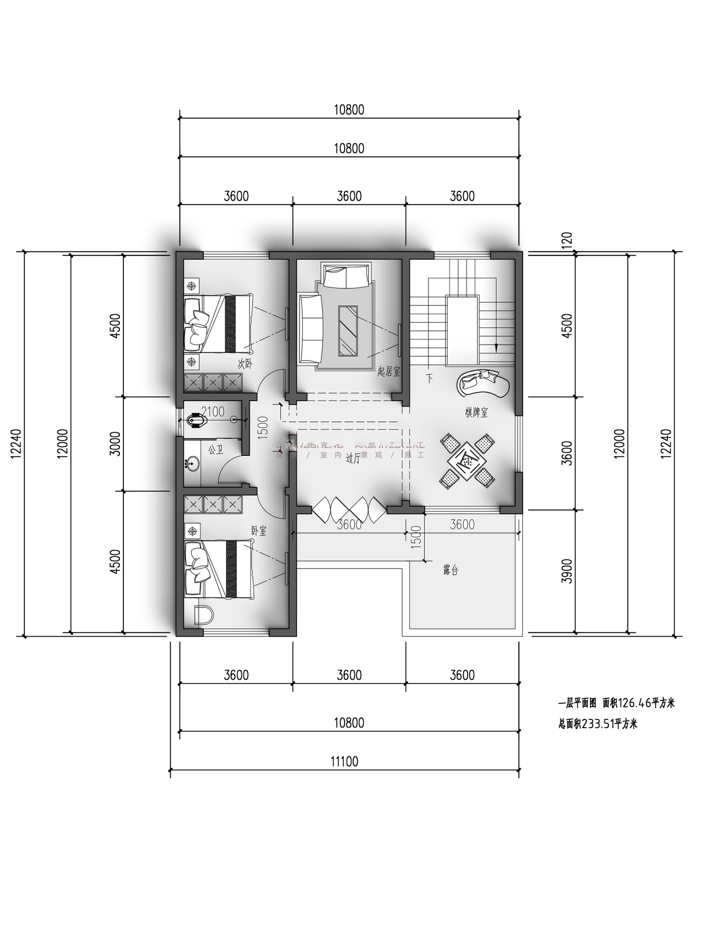 11x12米两层别墅户型图图片