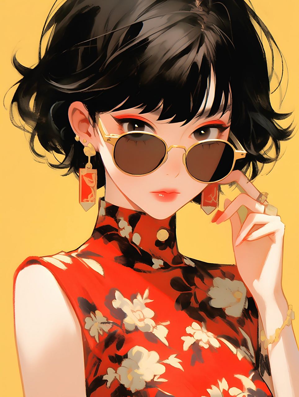 奢华之黄 | 短发高冷女孩头像