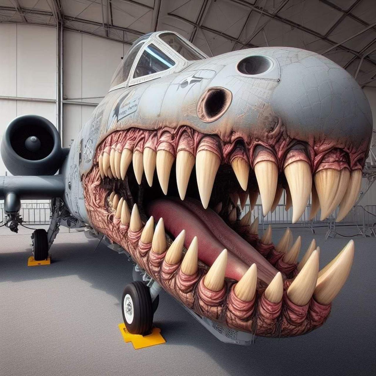 血盆大口露出满口獠牙的疣猪