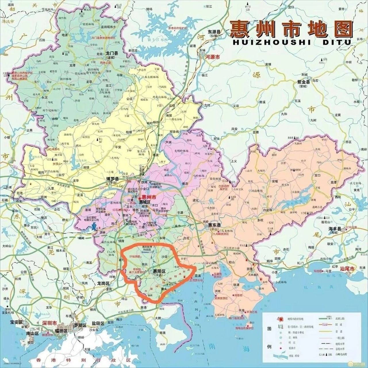 惠州市各镇区地图图片