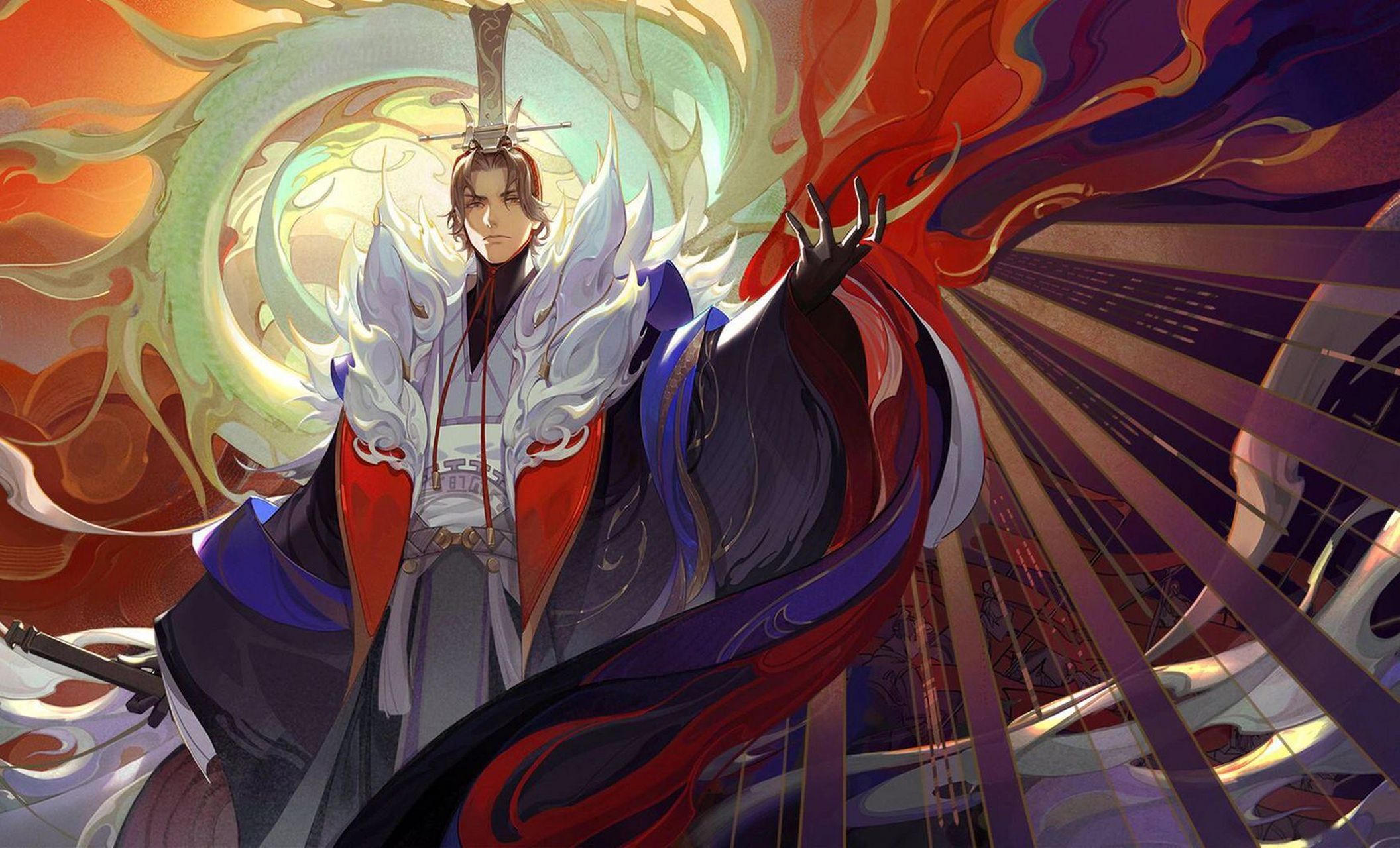 忘川嬴政绝美壁纸分享 秦为黑,为水德,水为坎,色主黑,在设计上,增加了