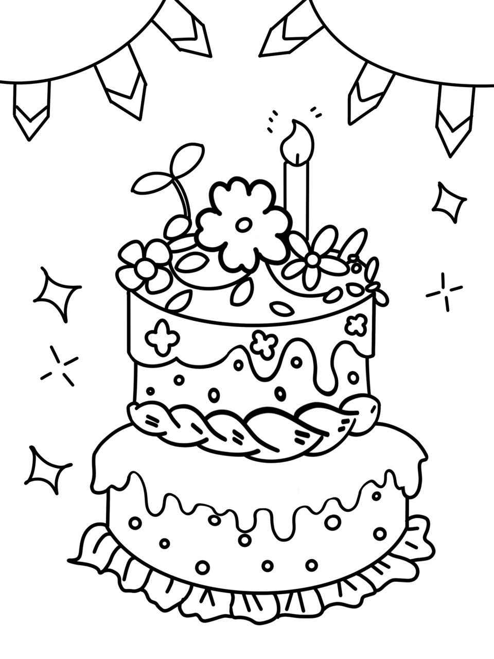 蛋糕90 生日蛋糕 创意画 卡通画 简笔画 儿 带线稿哦
