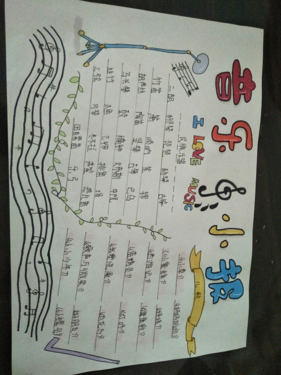 音乐小报9292 绘画完两张小报,累死我了 绘画日常