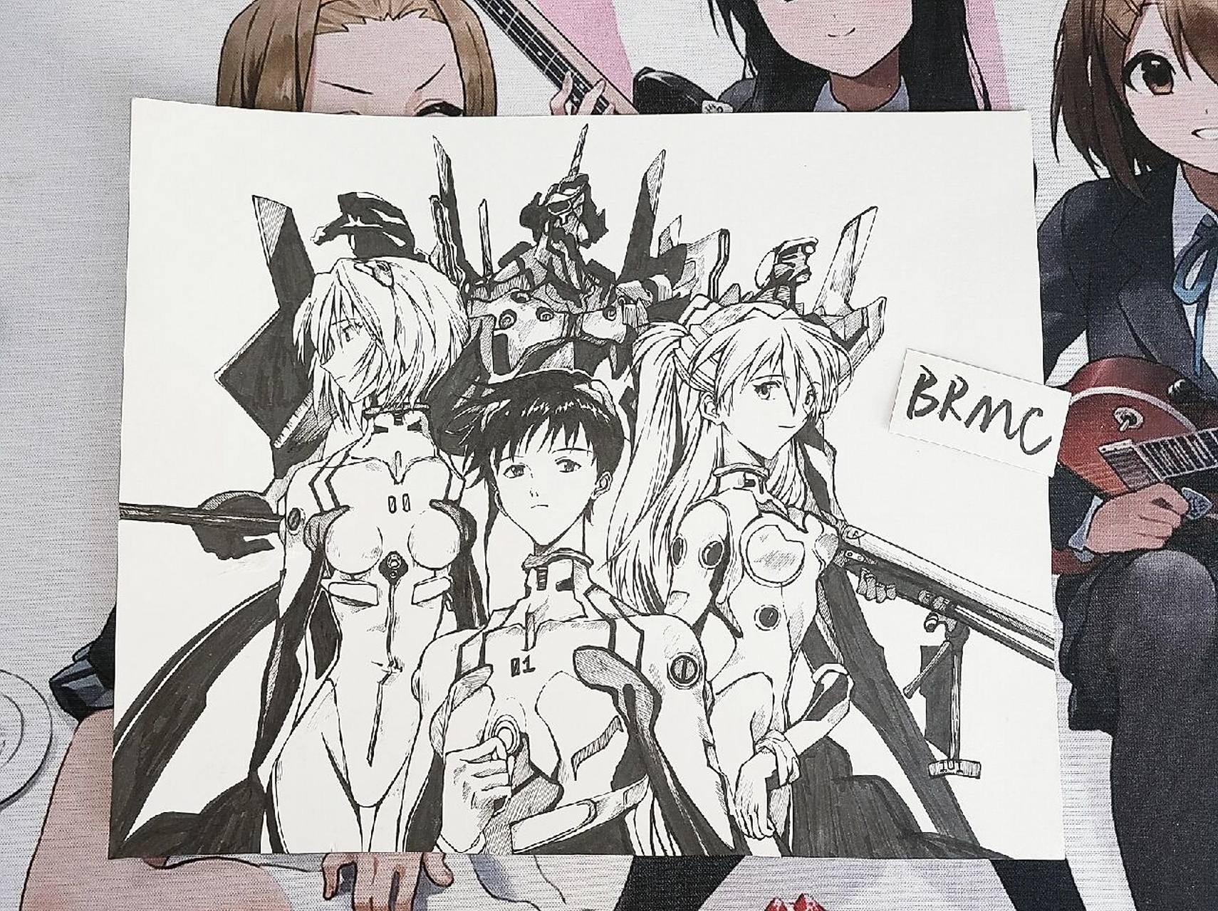 新世纪福音战士eva手绘临摹 一年前用针管笔画的一张啦~不过有点小