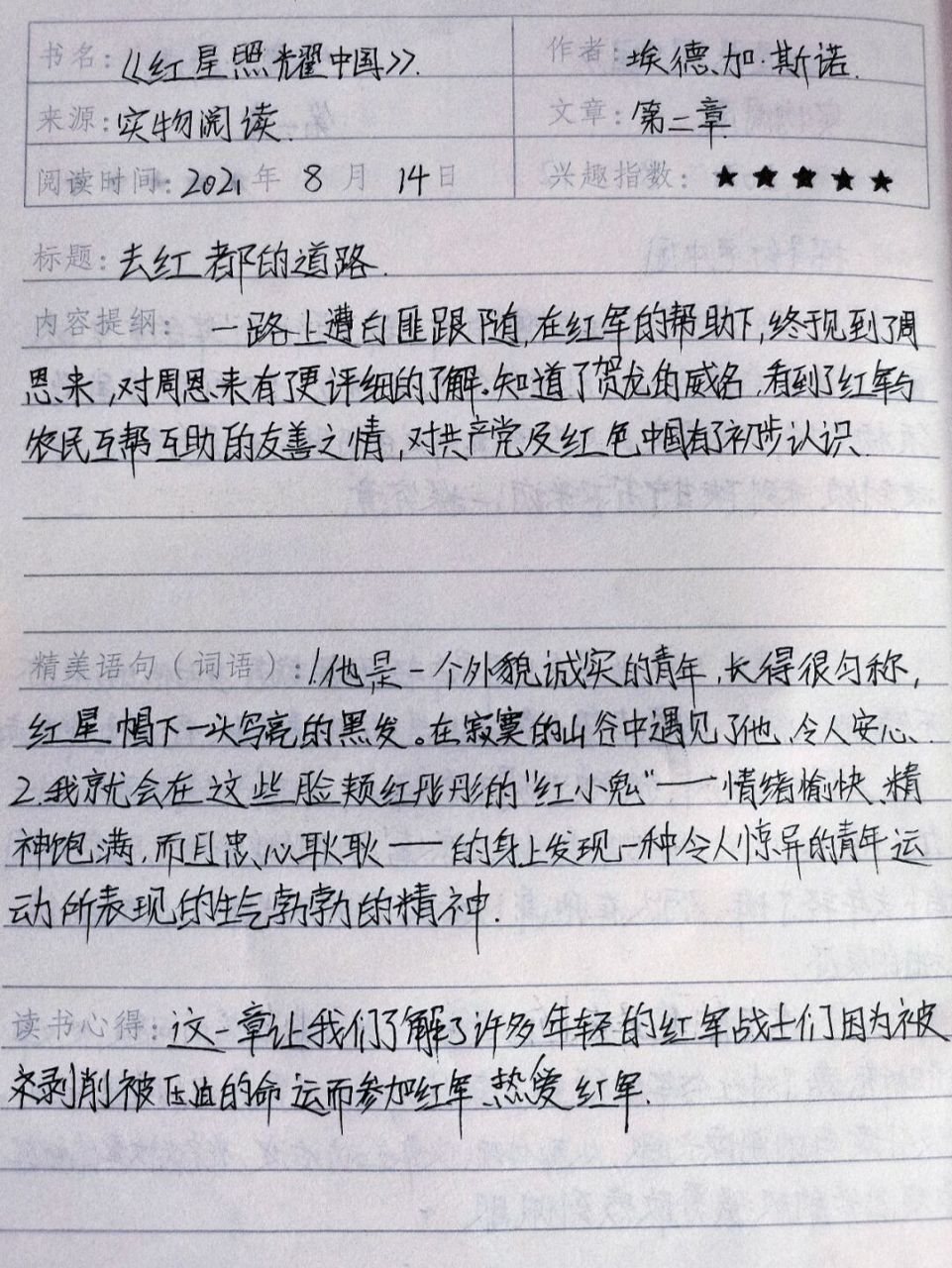 《红星照耀中国》第二章 #红星照耀中国读书笔记