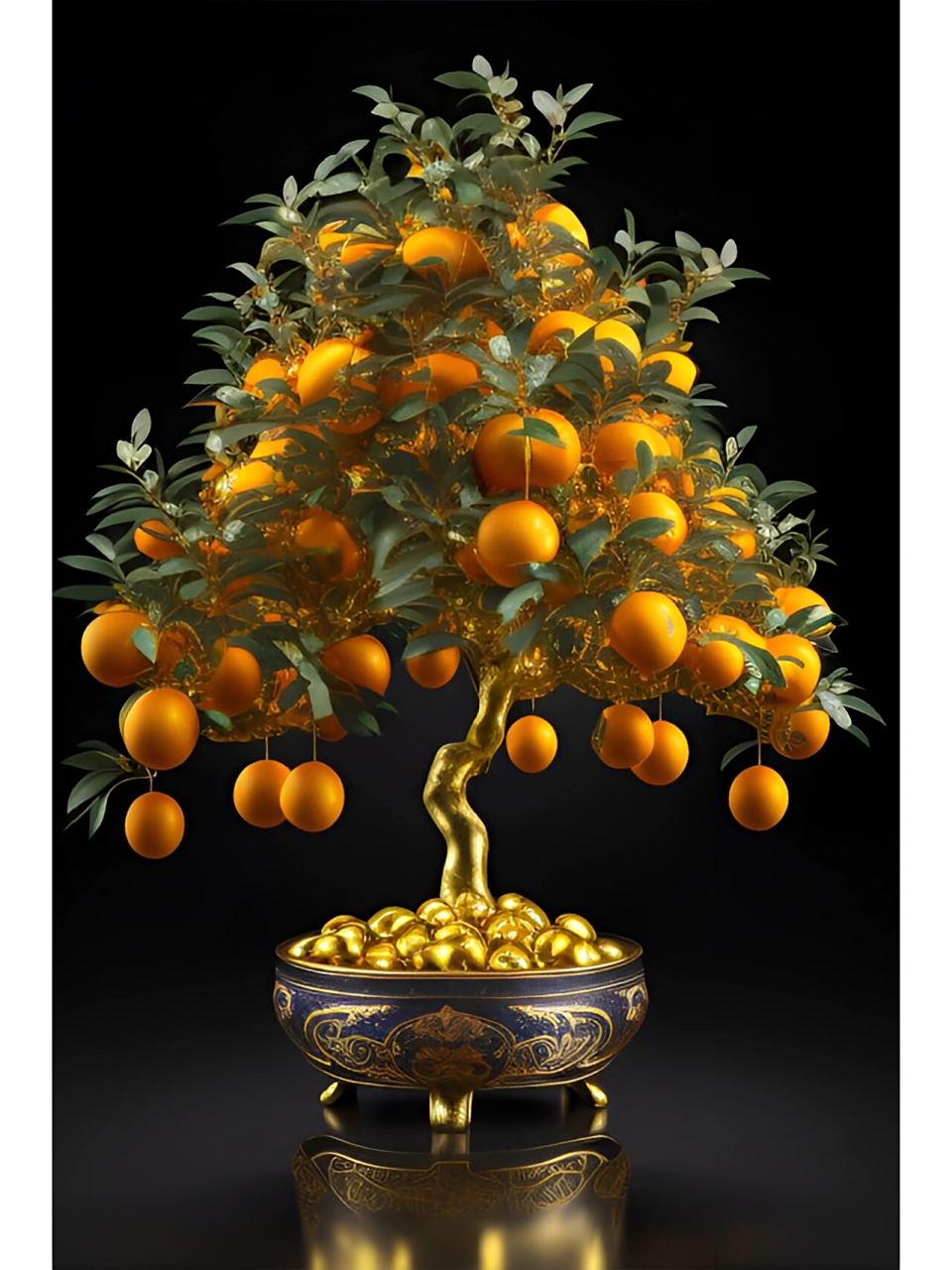 果实累累的金桔树寓意:吉祥,招财,生意红火!