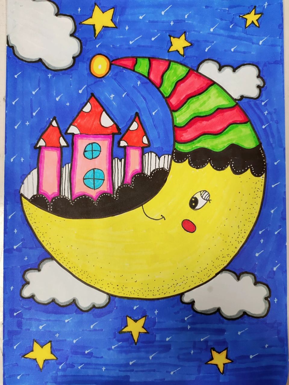 儿童画-星月夜