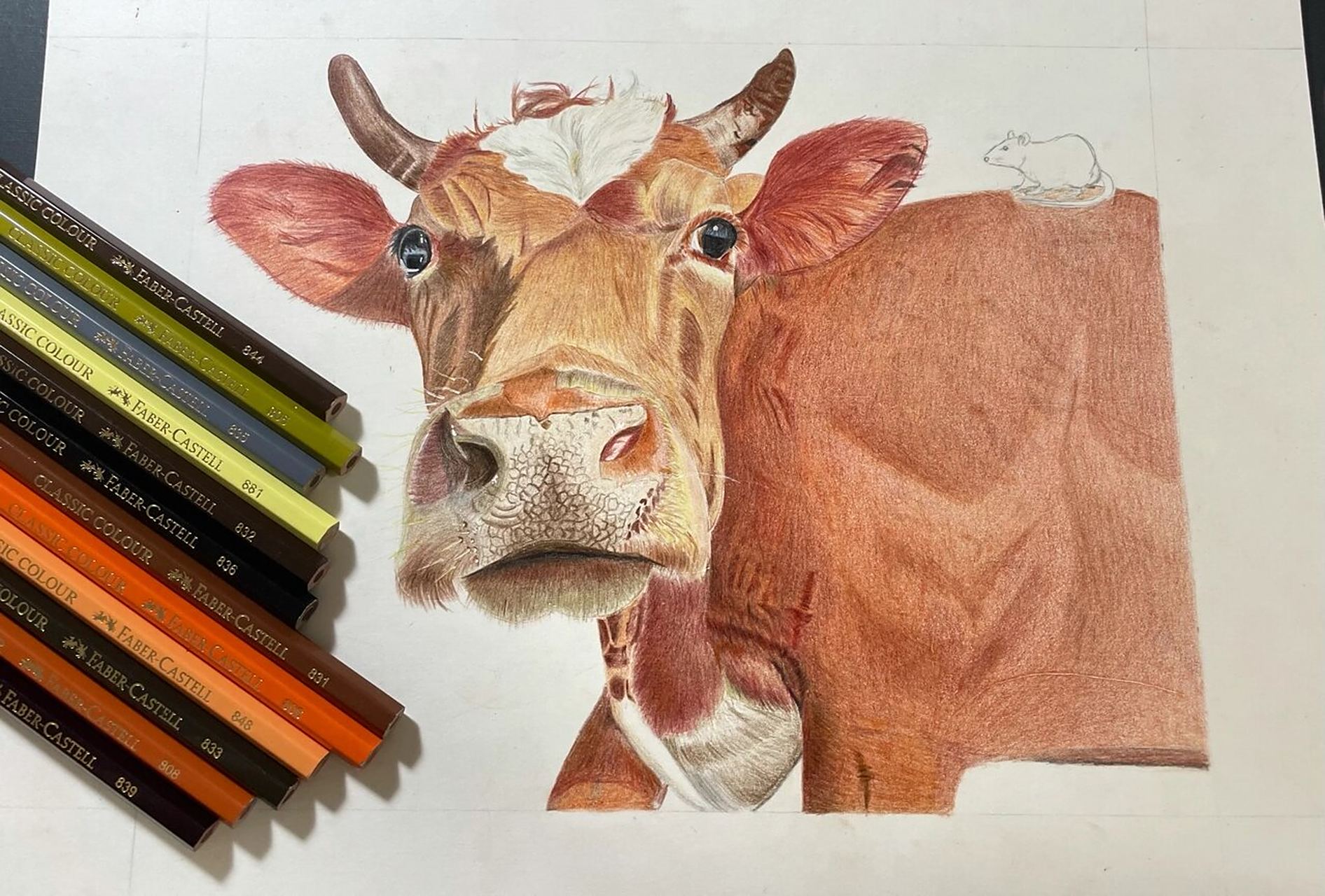 十二生肖系列 彩铅《牛》新手绘画尝试    趁着还是牛年 画个大黄牛