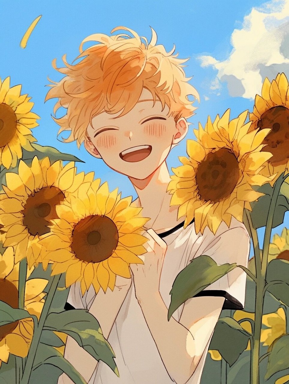 向日葵头像|治愈系|男生|情侣 向日葵花语:入目无他人,四下皆是你
