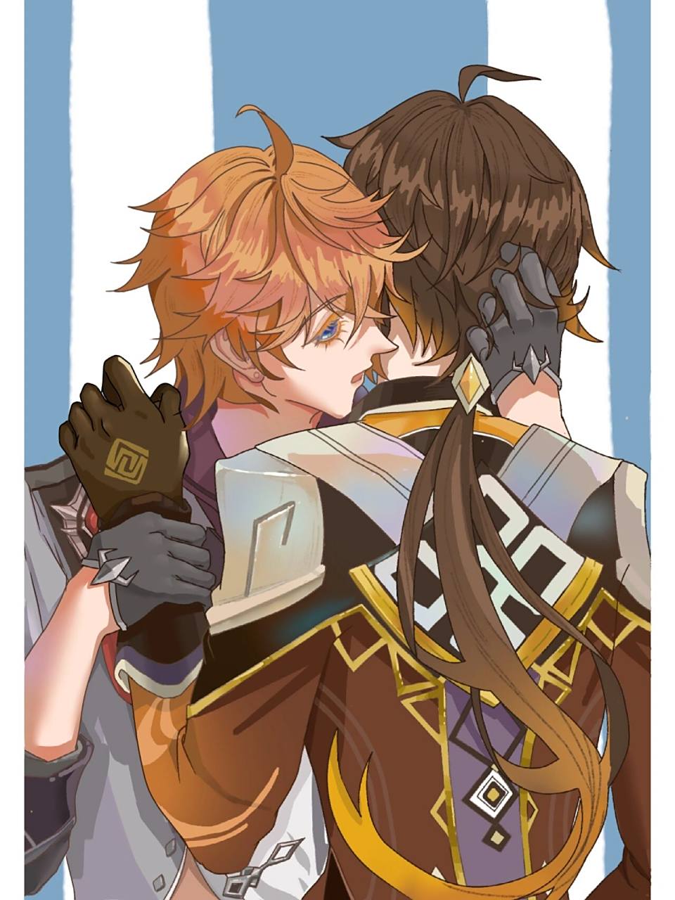 钟离×达达利亚        终于画了公子和钟离的cp图00真的很难画但是