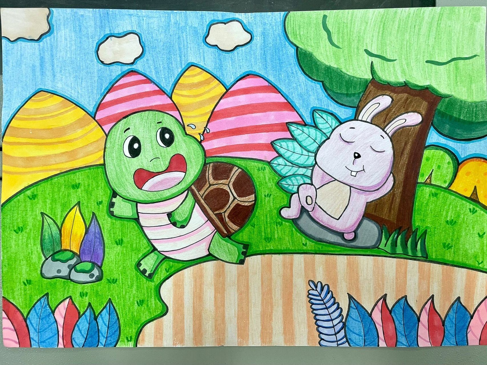 儿童画故事创编|98龟兔赛跑92 来自学生们的临摹作品