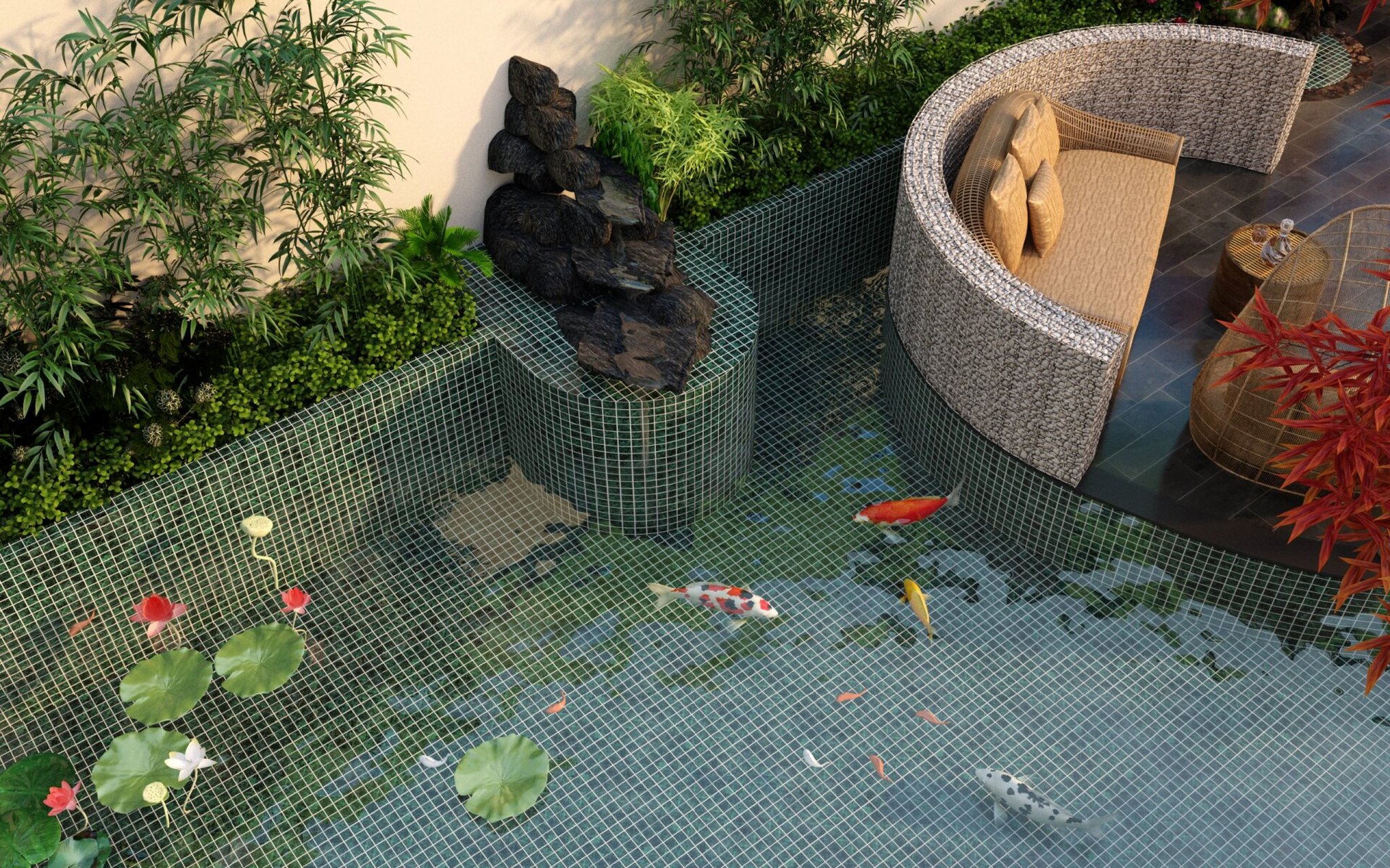 适合做鱼池的大花绿马赛克瓷砖 款式适合用在鱼池,泳池,卫生间,景观池