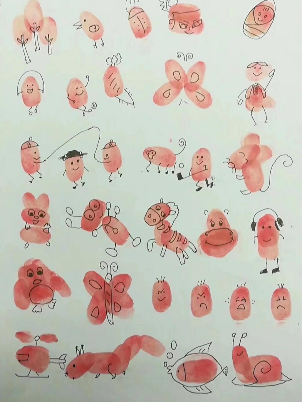 指印画|盖个手指印就能画出这么多花样94