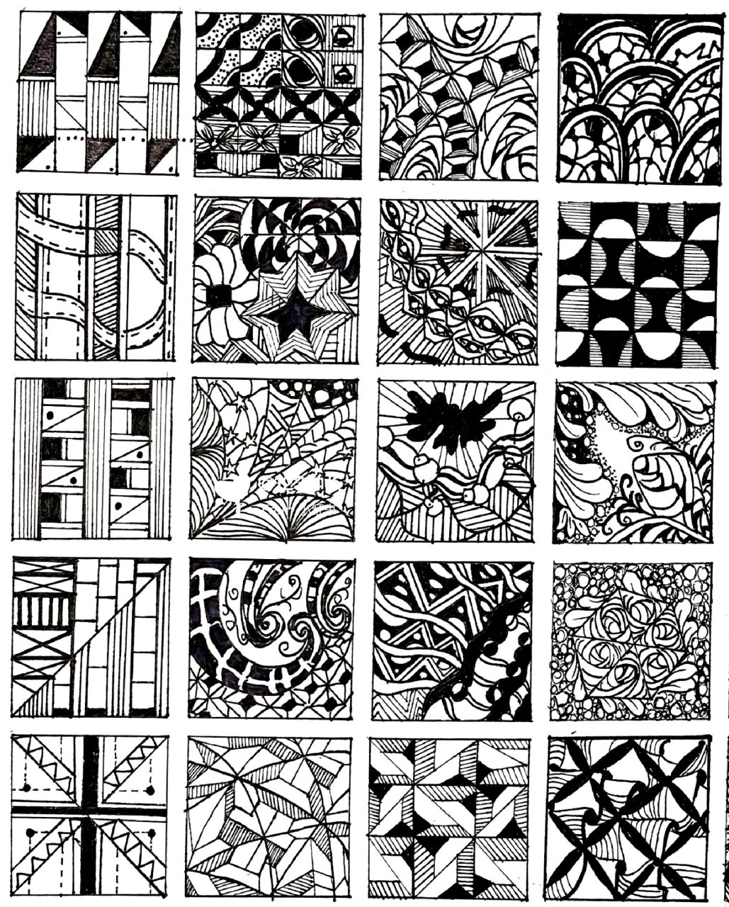 点线面肌理控笔练习～黑白装饰画(2) 点线面肌理练习第二期 平面构成