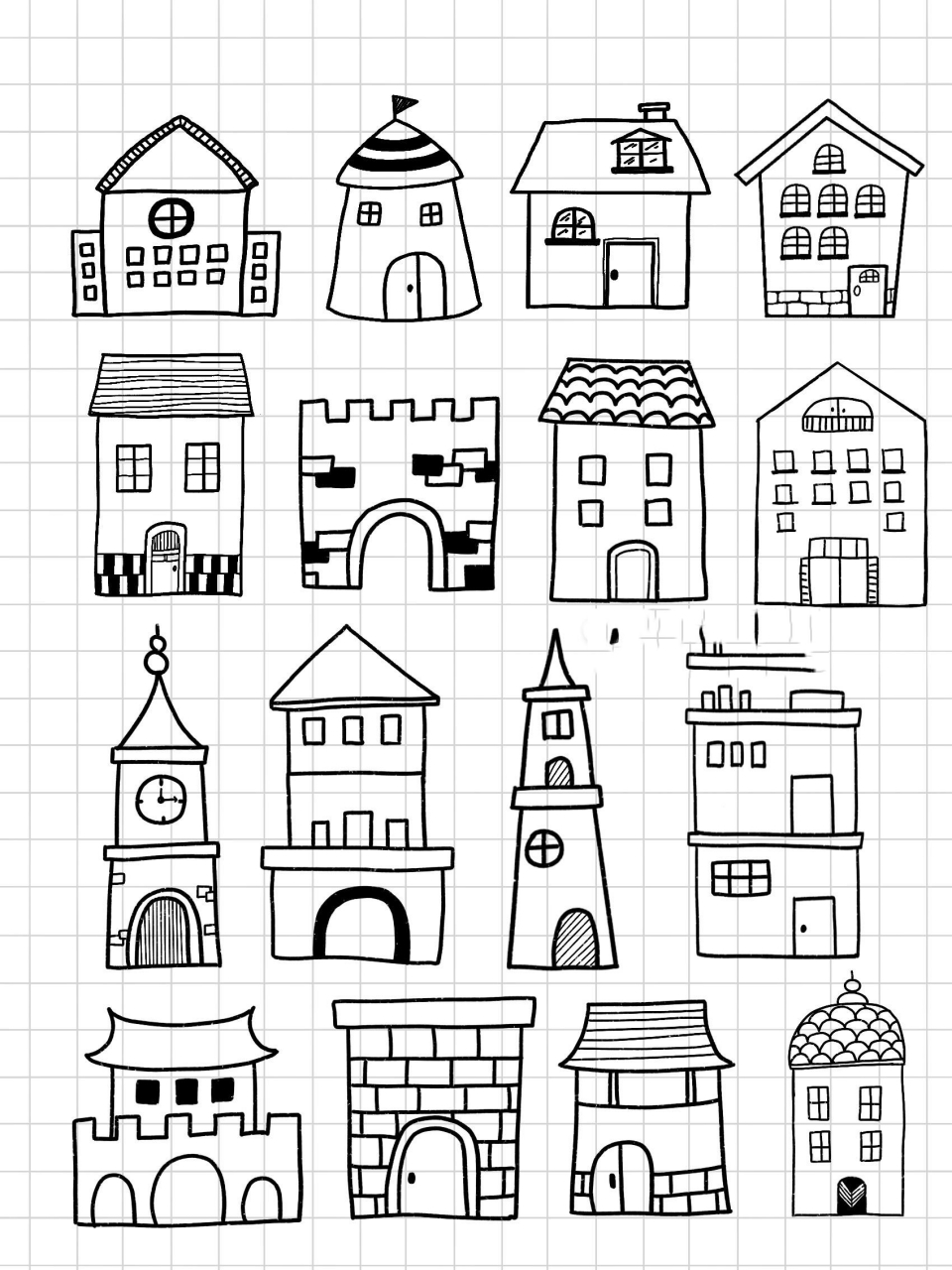 简笔画|卡通小房子绘画建筑手绘创意 多画哦