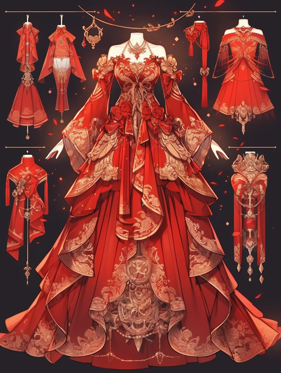 服装设计96古风红色嫁衣,你喜欢哪一款