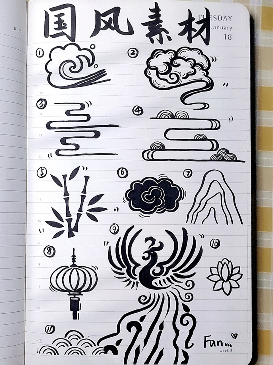 今日简笔画(30)98‖国风95素材 hi.