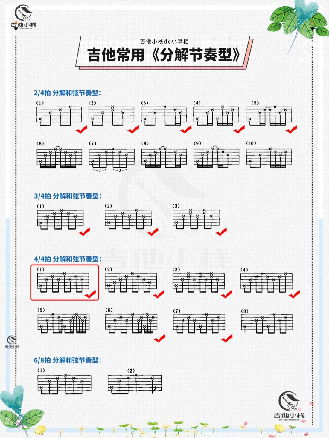 吉他分解和弦节奏型图片