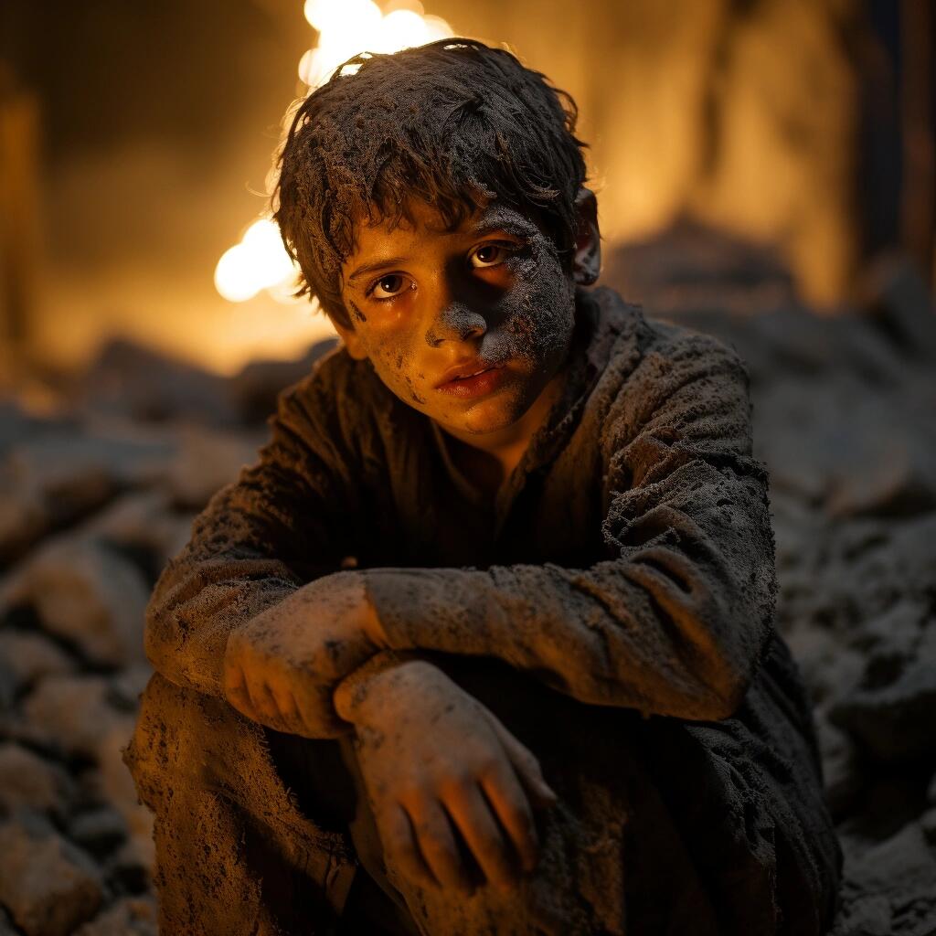 **和平与希望的光芒78*看到 听到 感受 在巴勒斯坦无辜的小孩面对着