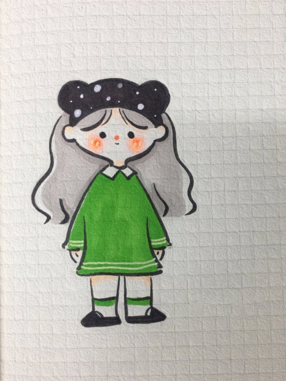 画 小女孩//附线稿 萌系马克笔人物 有一丝丝夏天的气息啦 可爱小姐姐