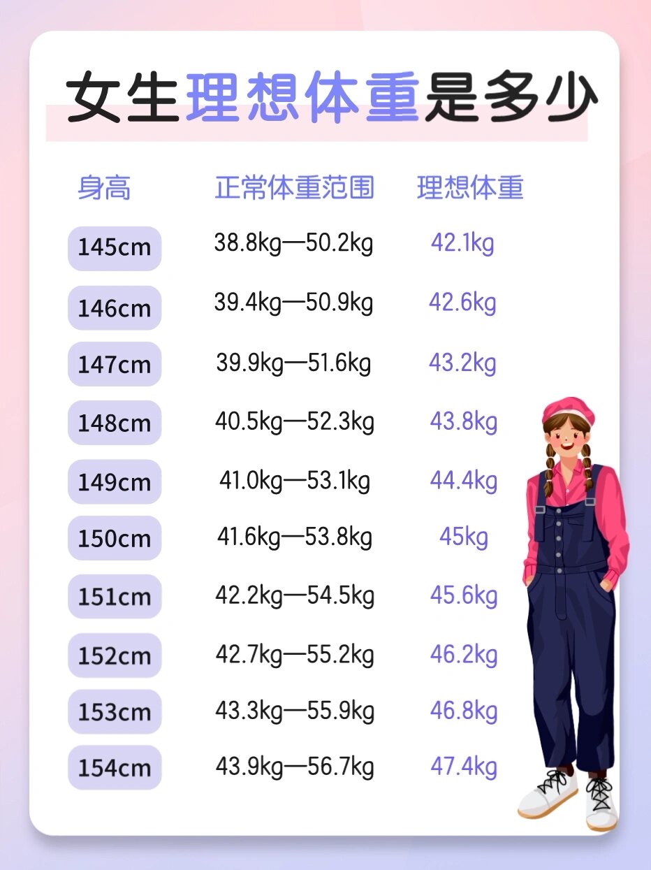 身高145175女生标准体重是多少㊙