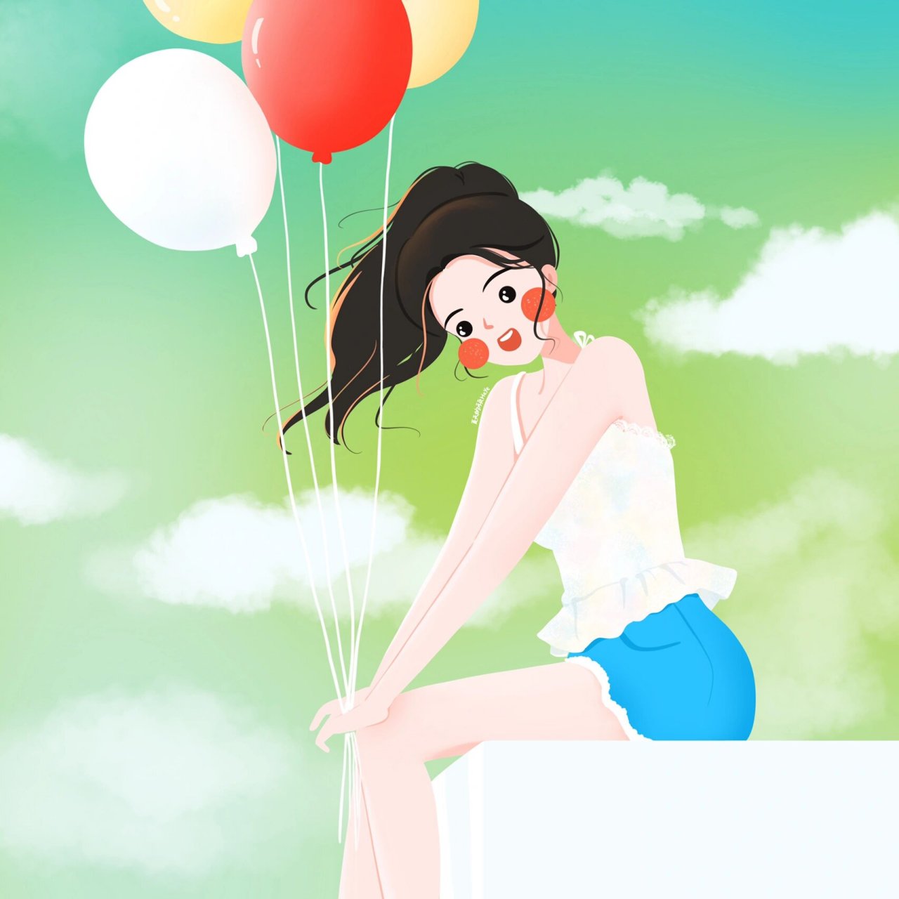 插画头像 | 拿气球的可爱女生 保持一颗童心~ 迎接即将到来的儿童节
