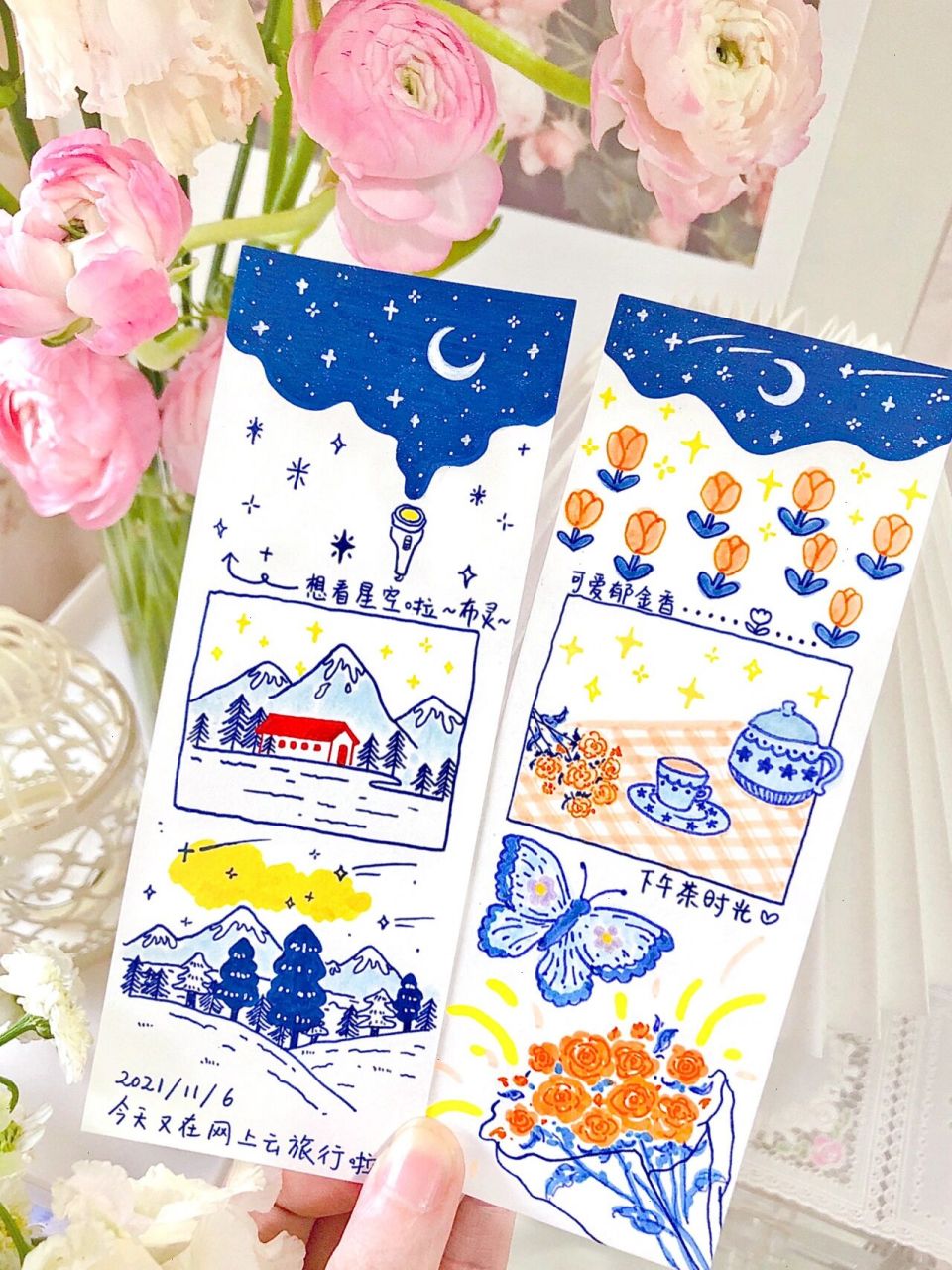 自制简笔画书签(附教程) | 书桌布置 今天布置了一下桌面,感觉自己被