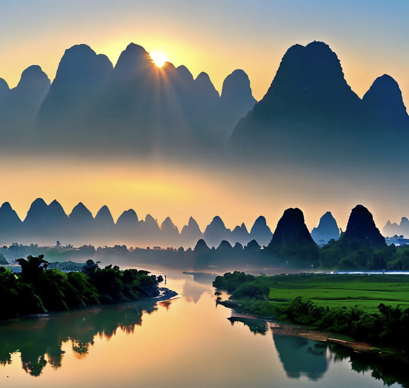 漓江山水 卡尔·雅斯贝尔斯说,教育本质是:"一棵树摇动另一棵树,一朵