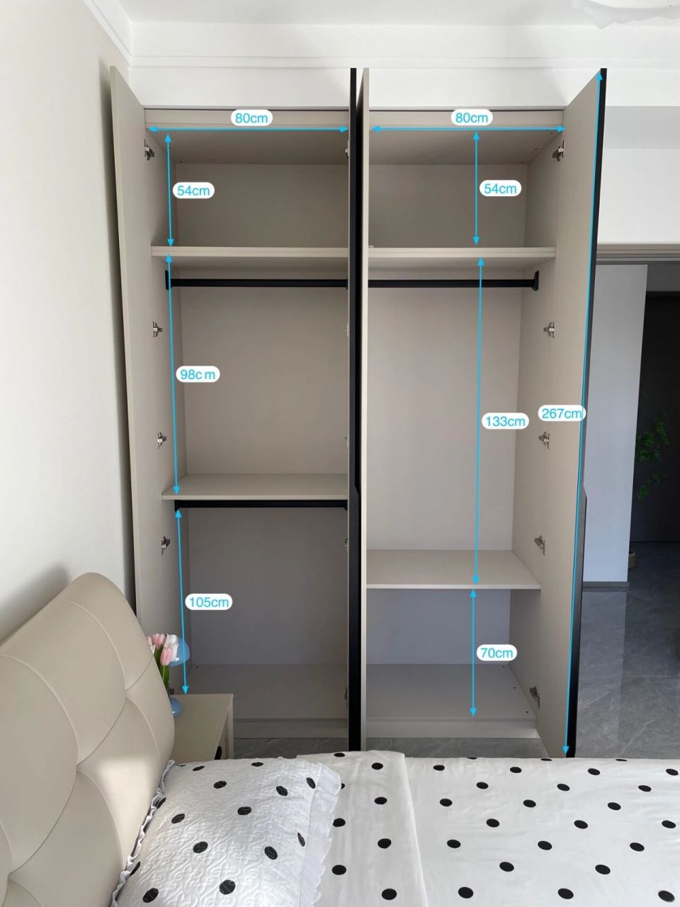 奶油风卧室衣柜布局(附尺寸) 奶油风卧室衣柜布局.